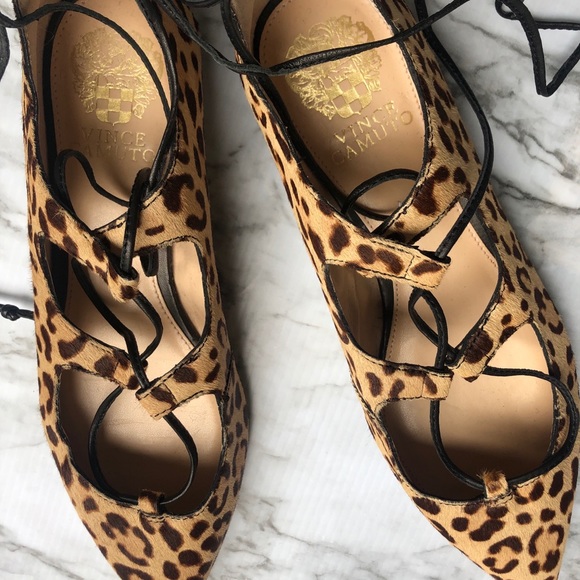 Vince Camuto Shoes | Vince Camuto Laceup Leopard Flats | Poshmark